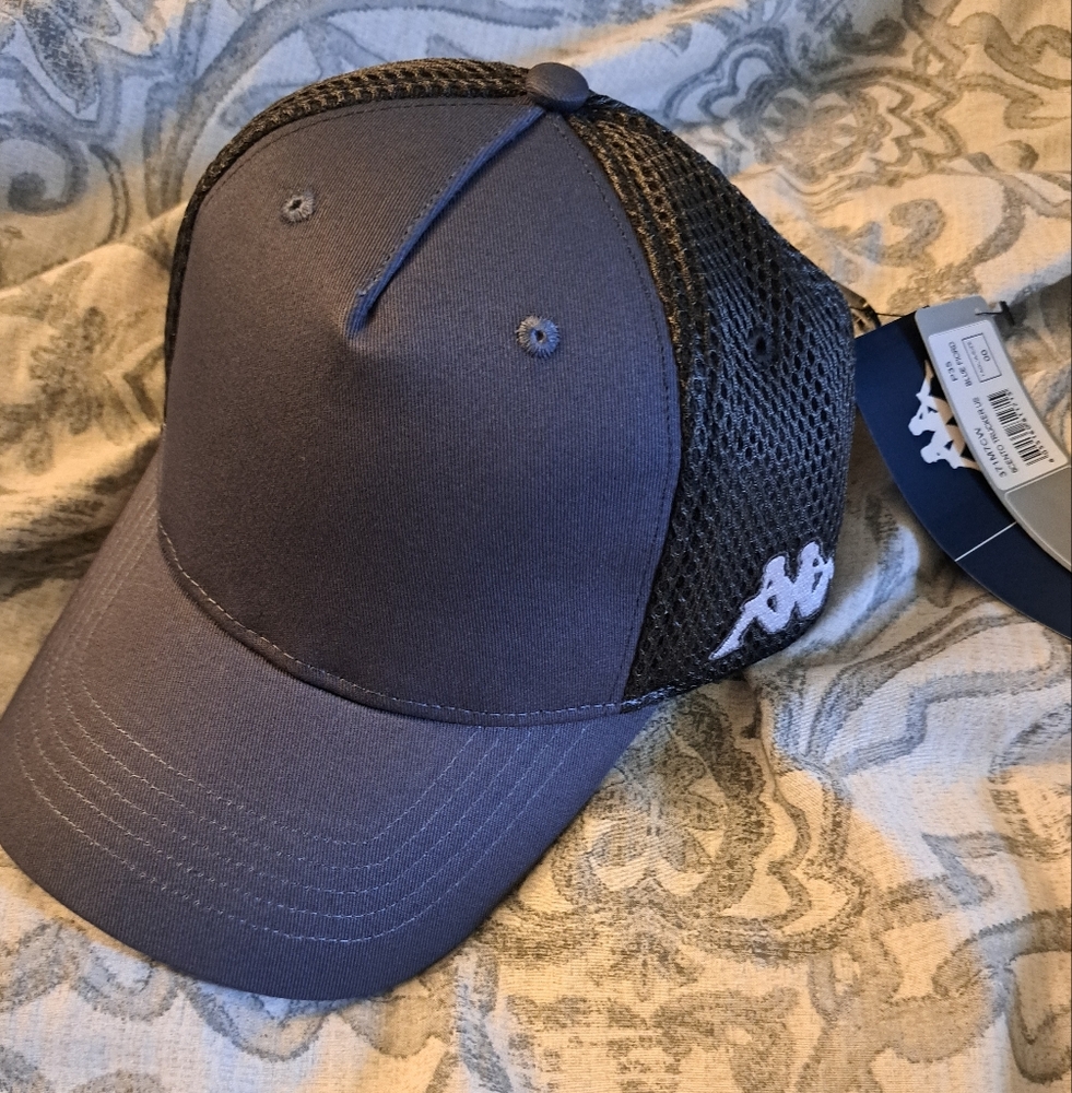 Kappa Black and Gray Mesh Velcrow Back Hat